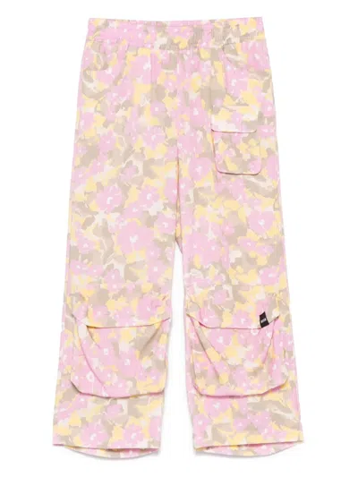 Msgm Kids' Floral-print Trousers In Pink