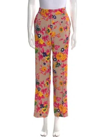 Pre-owned Msgm Floral Print Wide Leg Pants In Multi