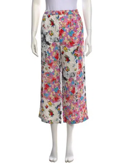 Pre-owned Msgm Floral Print Wide Leg Pants In Multicolor
