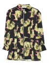 Msgm Floral-print Zip-front Dress In Green