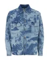 Msgm Unique Print Denim Shirt In Blue