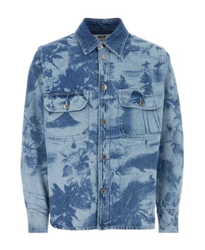 MSGM MSGM FLORAL PRINTED DENIM JACKET
