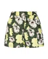 Msgm Cotton High-rise Floral Print Shorts In Green