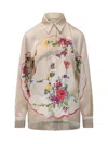 Msgm Floral-print Long-sleeve Shirt In Grey