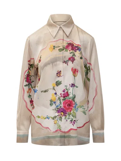 MSGM FLORAL PRINT OVERSIZED SHIRT