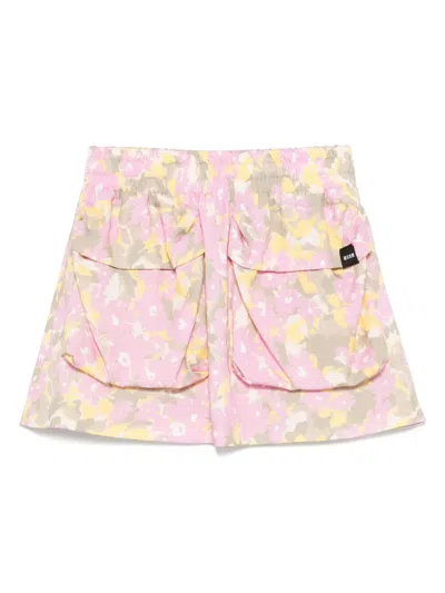 Msgm Kids' Floral Shorts In Pink