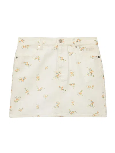 Msgm Skirt Floral Pattern Belt Loops Back Pockets In Neutral