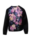Msgm Floral Sweater In Black Polyester In Black