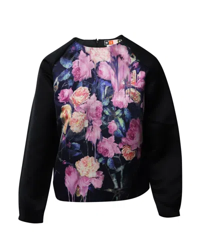 Msgm Floral Sweater In Black Polyester