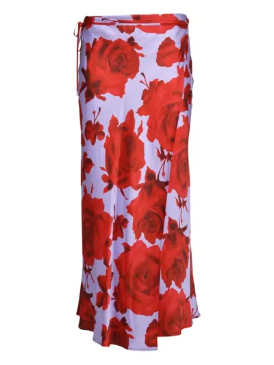 Msgm Floral Tie Maxi Skirt In Multi