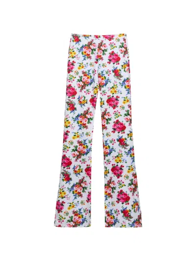 Msgm Floral Trousers In Multi