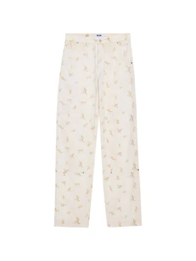 Msgm Floral Trousers In Multi