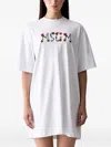 Msgm Cotton Mini T-shirt Dress With Contrast Logo And Dropped Shoulders In White