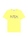 Msgm Neutrals Floral Themed Logo T-shirt In Yellow