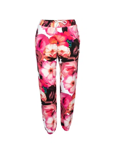 Pre-owned Msgm Floral-print Track Pants In White