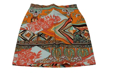 Msgm Floral-printed Mini Pencil Skirt In Orange Cotton In Multi