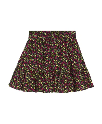 Msgm Flower Printed Umbrella Skirt In Black