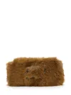 Msgm Fluffy Brown Clutch Bag With Fur Desing In Faux Fur Woman In Brown