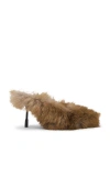 Msgm Fluffy Mule In Brown