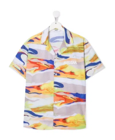 MSGM TEEN CAMOUFLAGE-PRINT SHORT-SLEEVED SHIRT