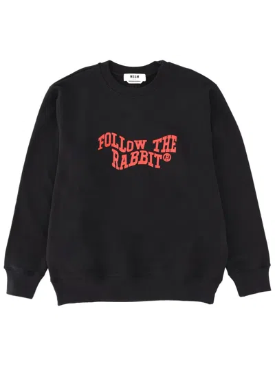 Msgm "follow The Rabbit" Sweatshirt In Black