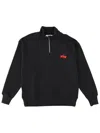Msgm Quarter-zip Rabbit Sweatshirt In Black