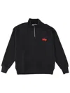 Msgm Quarter-zip Rabbit Sweatshirt In Black