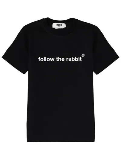 Msgm Follow The Rabbit T-shirt In Black