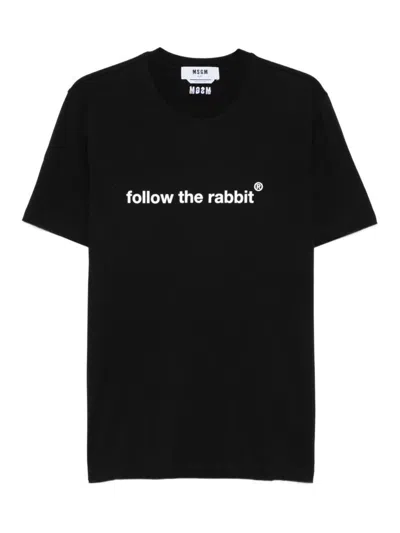 Msgm Follow The Rabbit T-shirt Clothing In Black