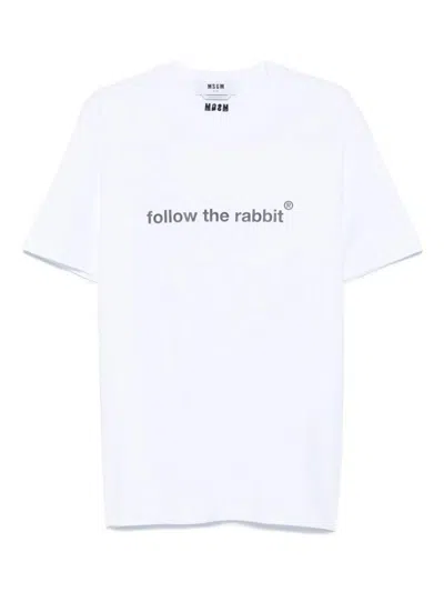 Msgm Follow The Rabbit T-shirt Clothing In White