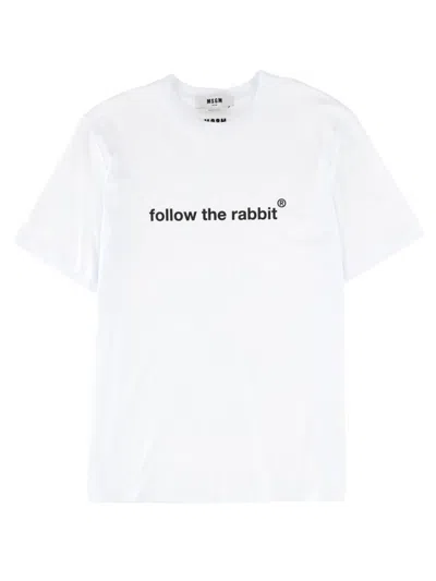 Msgm Follow The Rabbit T-shirt In White