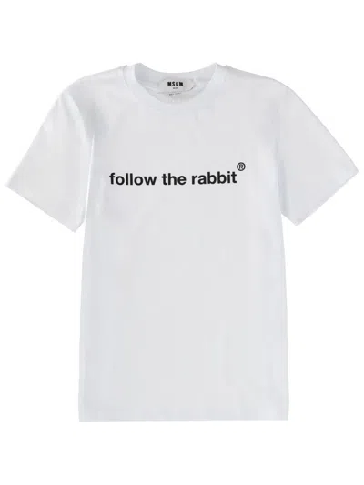 Msgm "follow The Rabbit" T-shirt In White