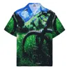 Msgm Open-collar Graphic Shirt In Multi