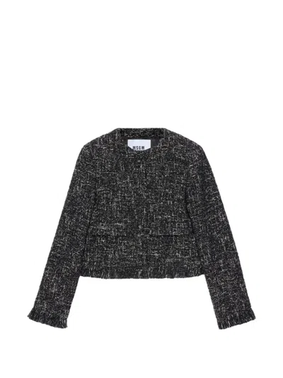 Msgm Frayed Bouclé Jacket In Multi