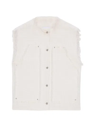 Msgm Frayed Buttoned Waistcoat In Neutral