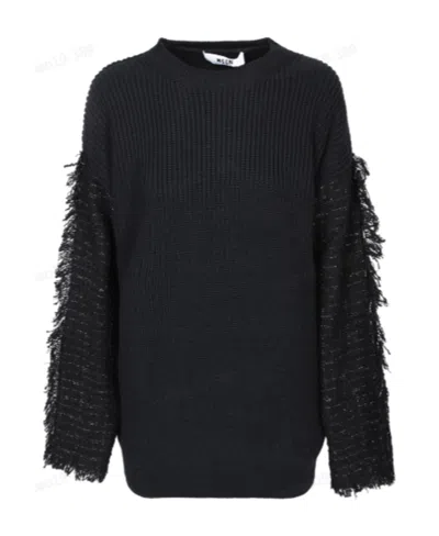 MSGM MSGM CREWNECK FRAYED JUMPER