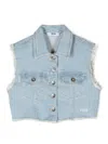 Msgm Frayed-edge Denim Gilet In Blue