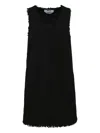Msgm Frayed-edge Dress In Black