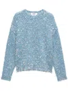 Msgm Frayed-effect Crew-neck Jumper In Blue