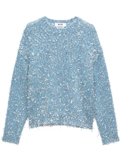 MSGM FRAYED-EFFECT CREW-NECK JUMPER