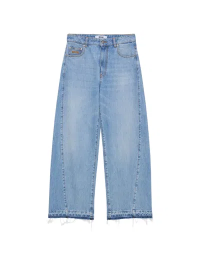 Msgm Frayed-hem Jeans In Blue