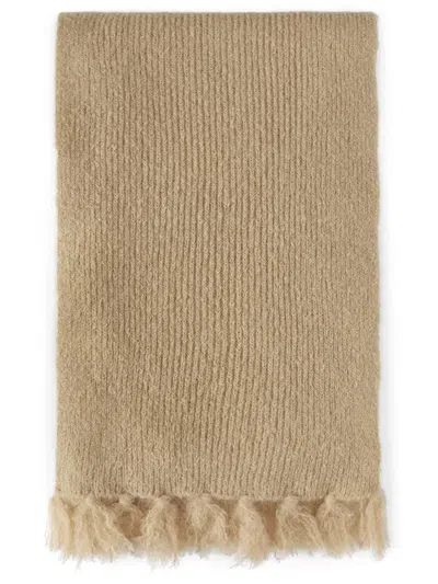 Msgm Frayed Knit Scarf In Neutrals