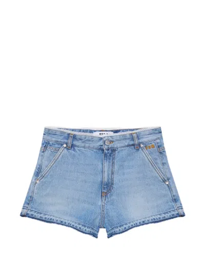 Msgm Frayed Shorts In Blue