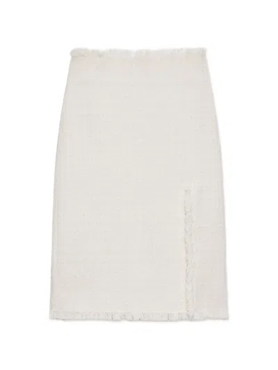 Msgm Frayed Slit Midi Skirt In Neutral