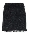 Msgm Black Mini-skirt With Multicolor Sequins In Fringed Fabric Woman In Black