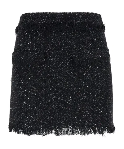 MSGM MSGM HIGH-WAIST FRAYED-TRIM BOUCLÉ MINI SKIRT