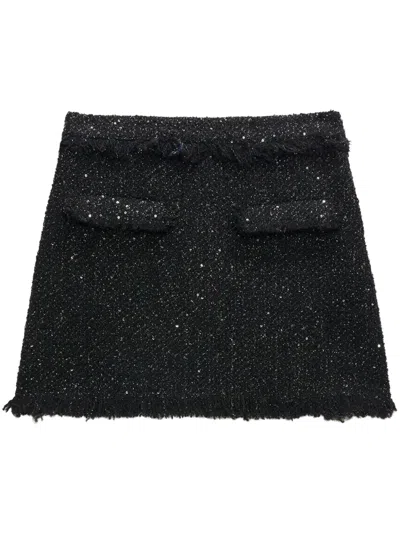 MSGM FRAYED-TRIM BOUCLÉ MINISKIRT