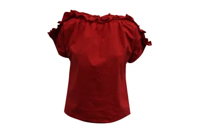 Msgm Frilled Top In Red Cotton