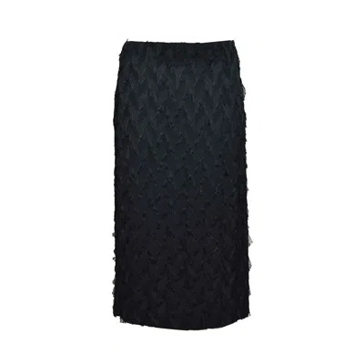 Msgm Fringe Detailed Midi Skirt In Nero