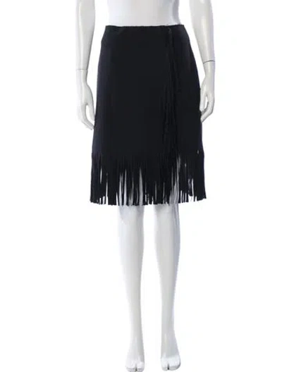 Pre-owned Msgm Fringe Trim Accent Mini Skirt In Black